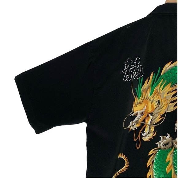 Vintage Moon Dragon Button Down Short Sleeve Shirt Size XXL - Picture 6 of 9